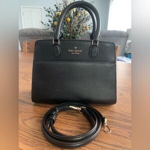 Kate Spade - Madison Saffiano Leather Small Satchel, Black Leather